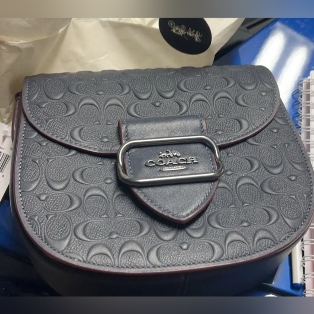 Coach Dark Embossed Leather Shoulder Bag - Picture 2 of 16